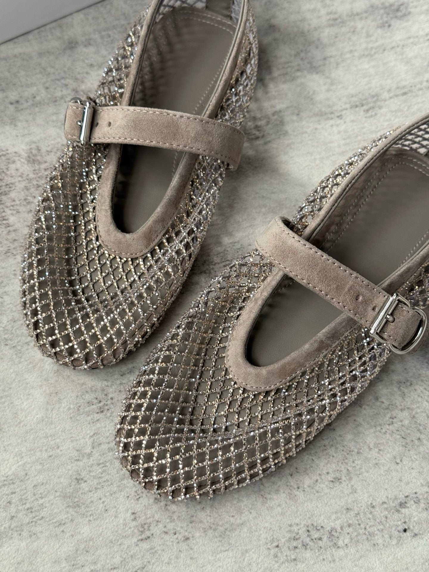 Crystal Mesh Ballet Flats