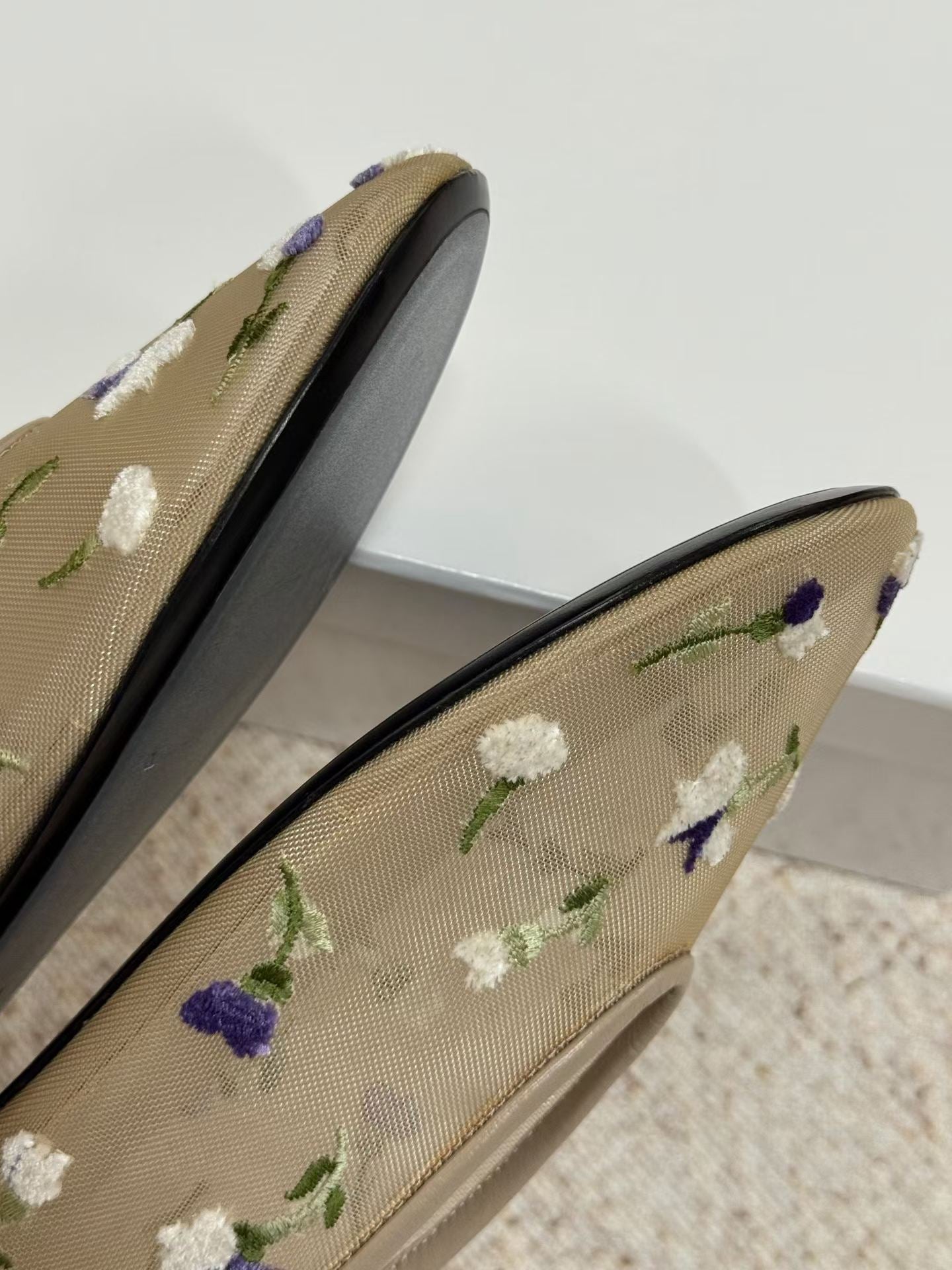Fleur Embroidered Mesh Ballet Flats