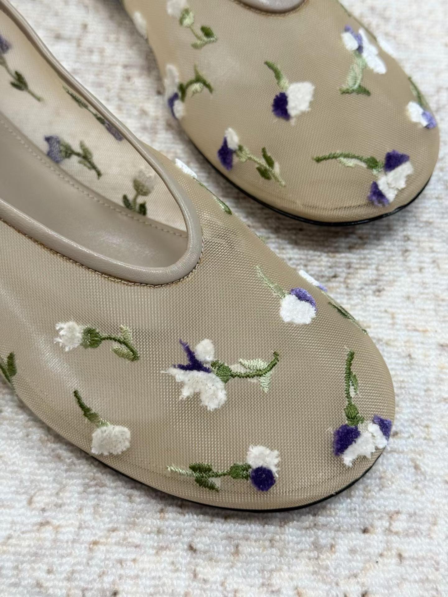 Fleur Embroidered Mesh Ballet Flats