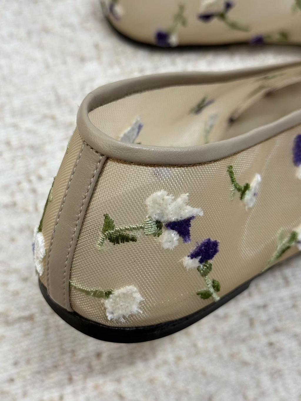 Fleur Embroidered Mesh Ballet Flats