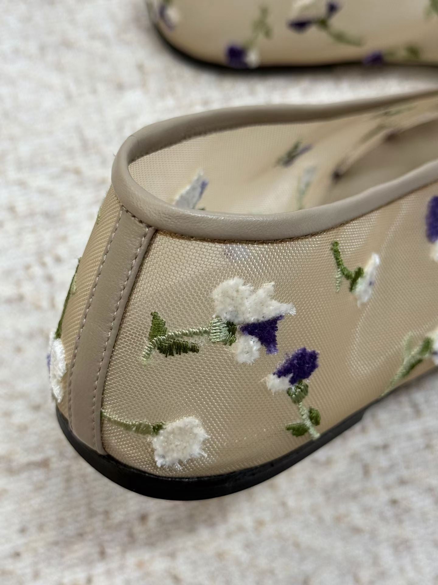 Fleur Embroidered Mesh Ballet Flats