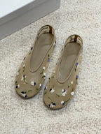 Fleur Embroidered Mesh Ballet Flats