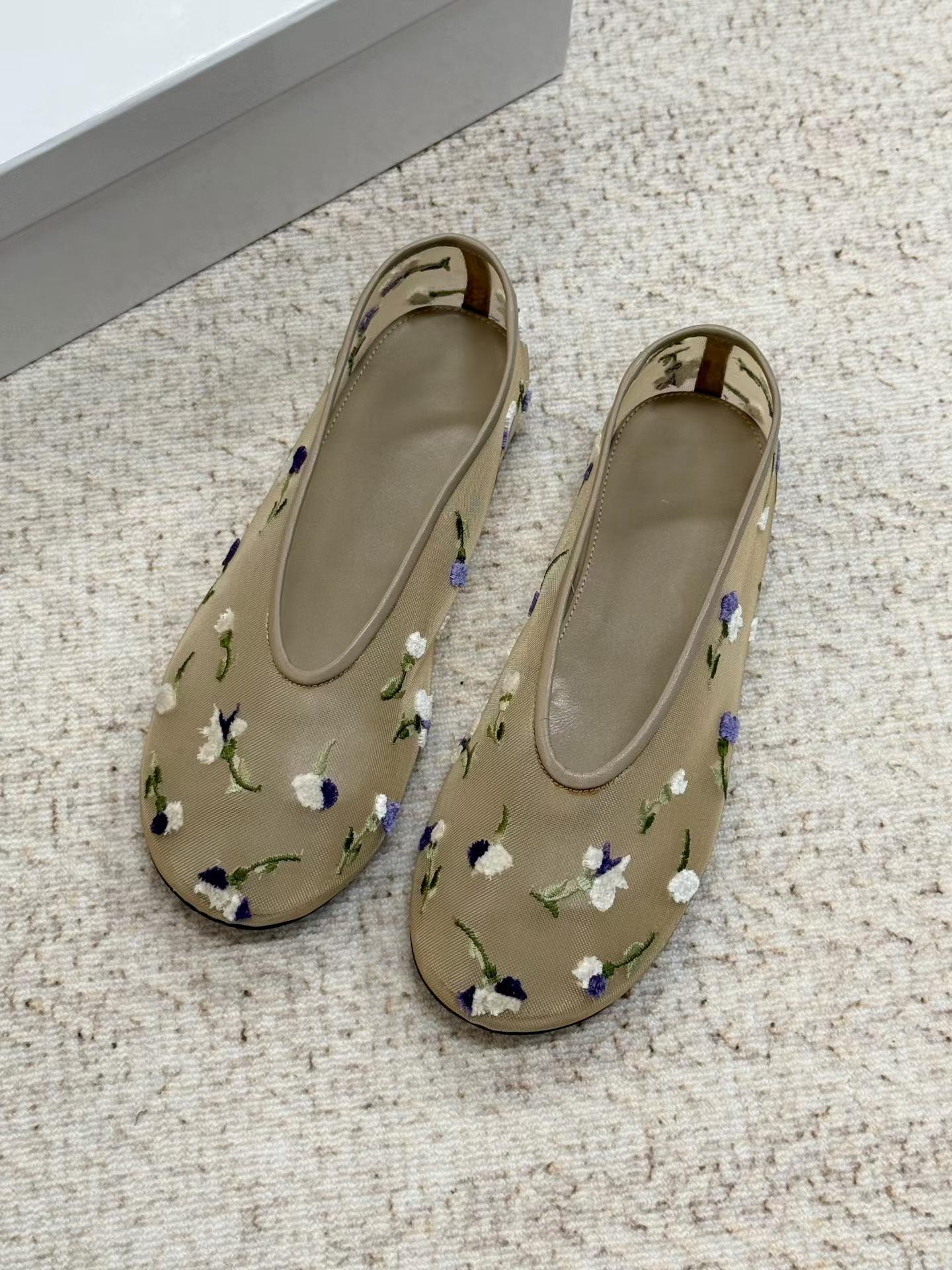 Fleur Embroidered Mesh Ballet Flats