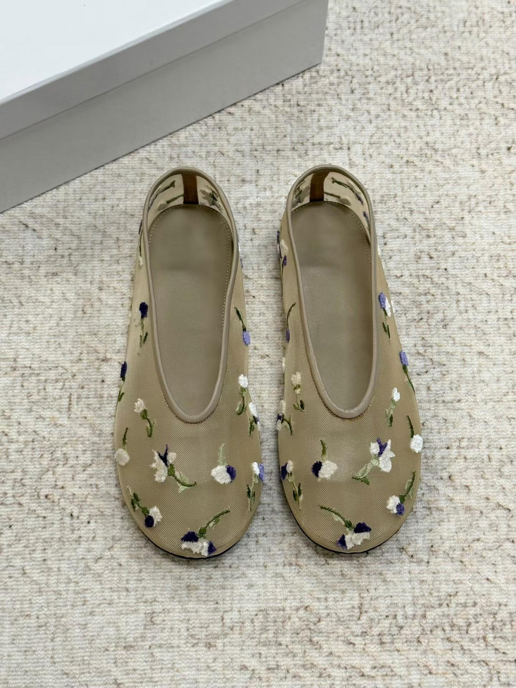 Fleur Embroidered Mesh Ballet Flats