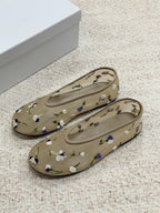 Fleur Embroidered Mesh Ballet Flats