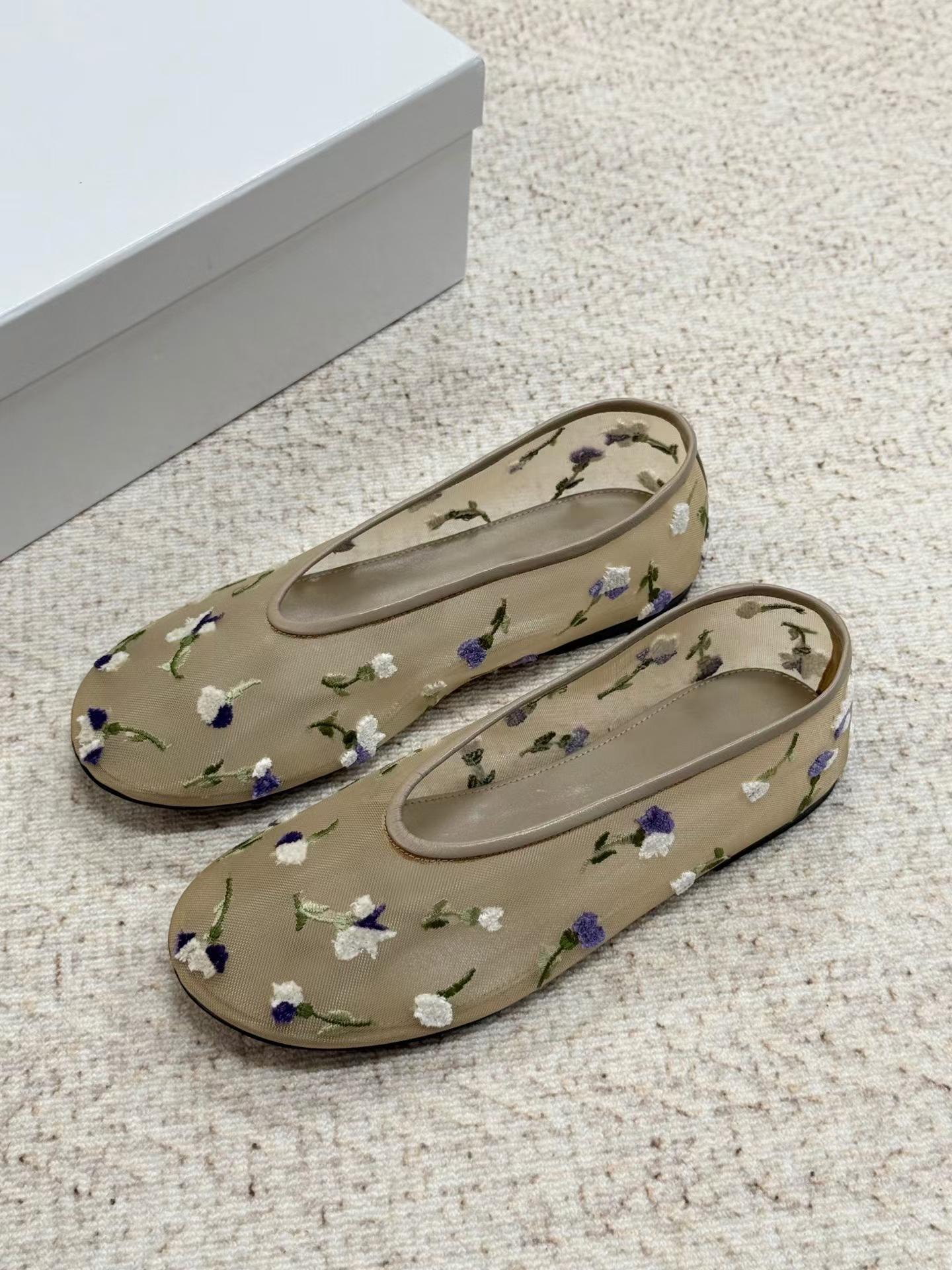 Fleur Embroidered Mesh Ballet Flats
