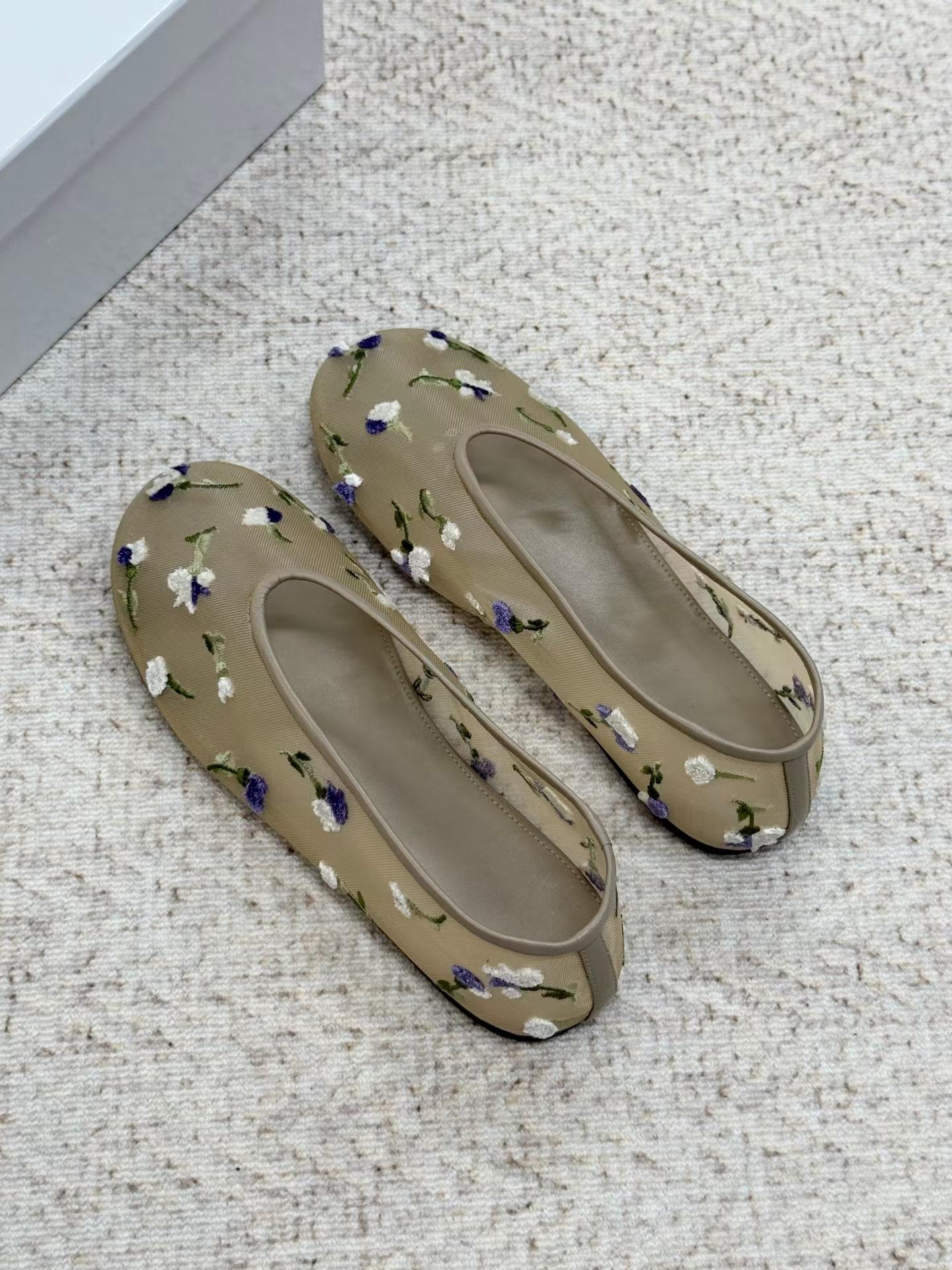 Fleur Embroidered Mesh Ballet Flats