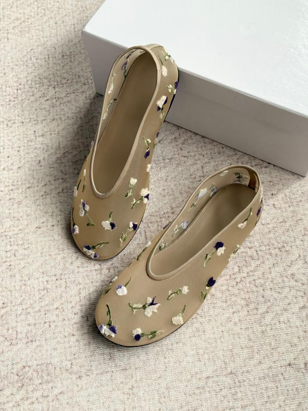 Fleur Embroidered Mesh Ballet Flats