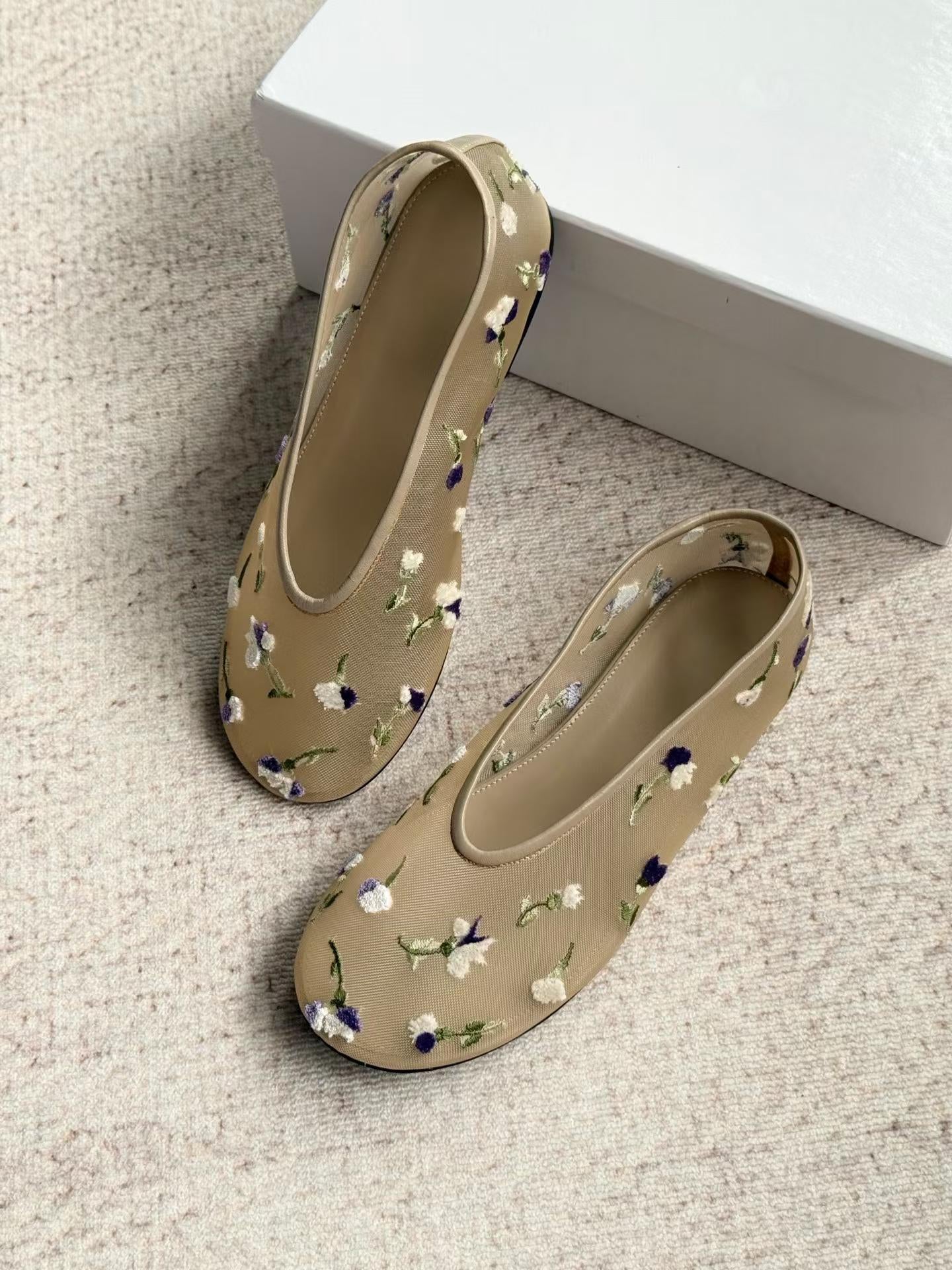 Fleur Embroidered Mesh Ballet Flats