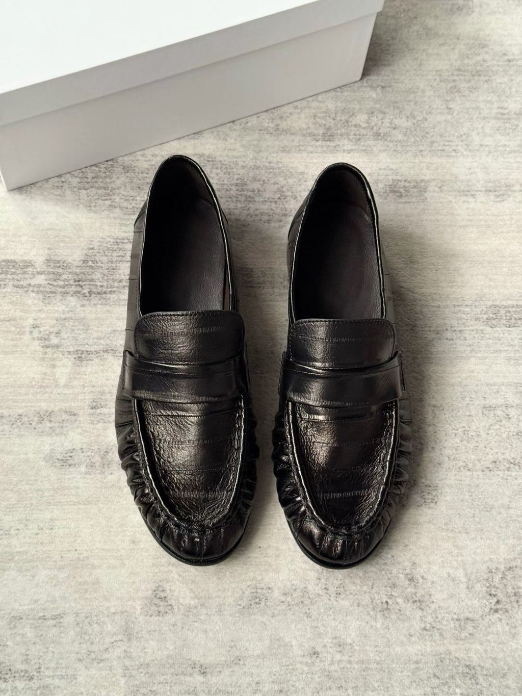 Ruched Eel Leather Loafers