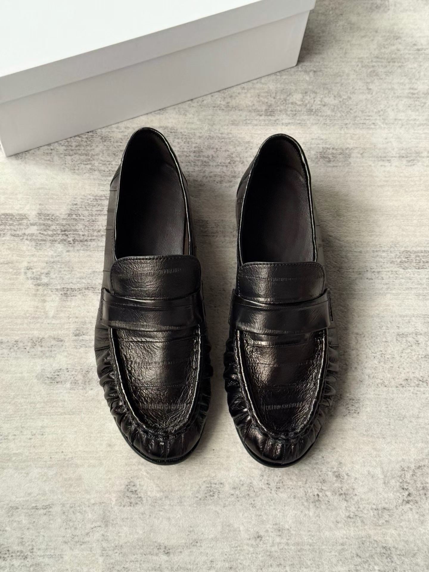 Ruched Eel Leather Loafers
