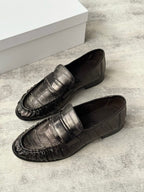 Ruched Eel Leather Loafers
