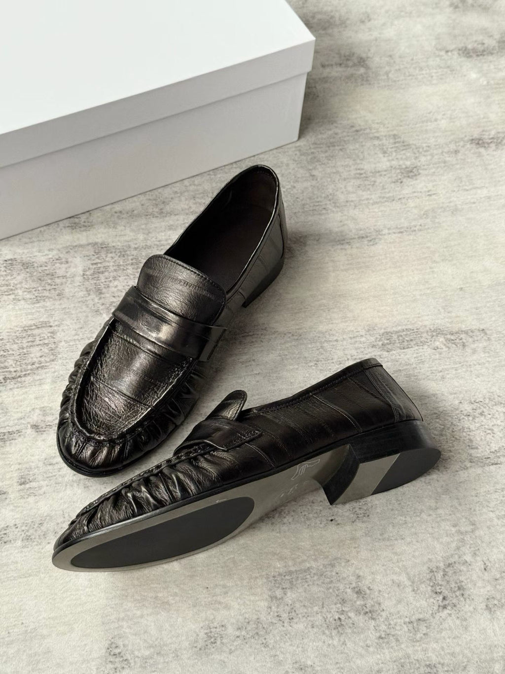 Ruched Eel Leather Loafers