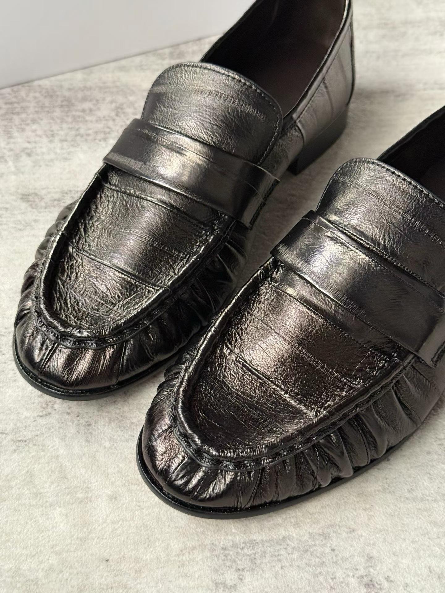 Ruched Eel Leather Loafers