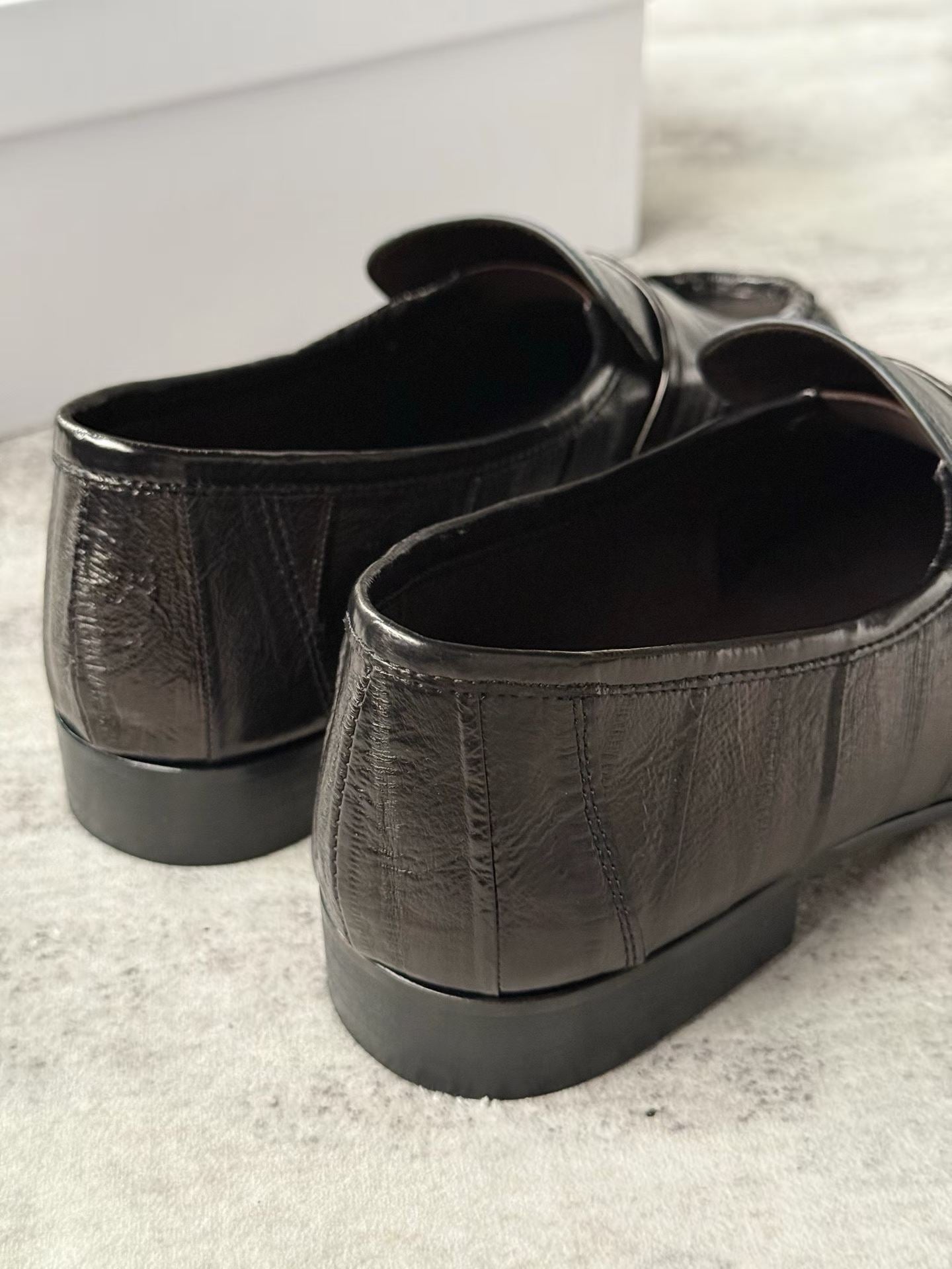 Ruched Eel Leather Loafers
