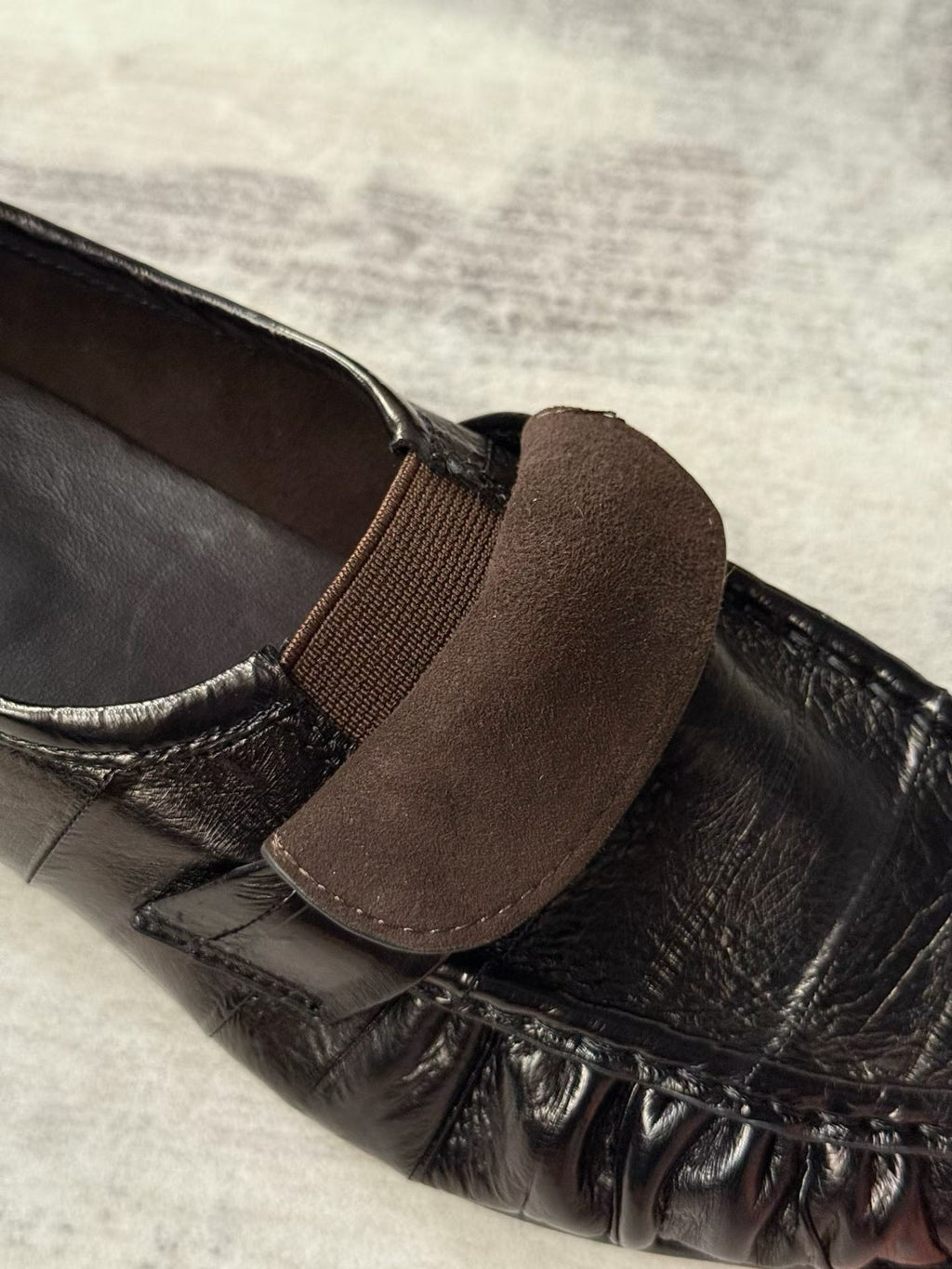 Ruched Eel Leather Loafers