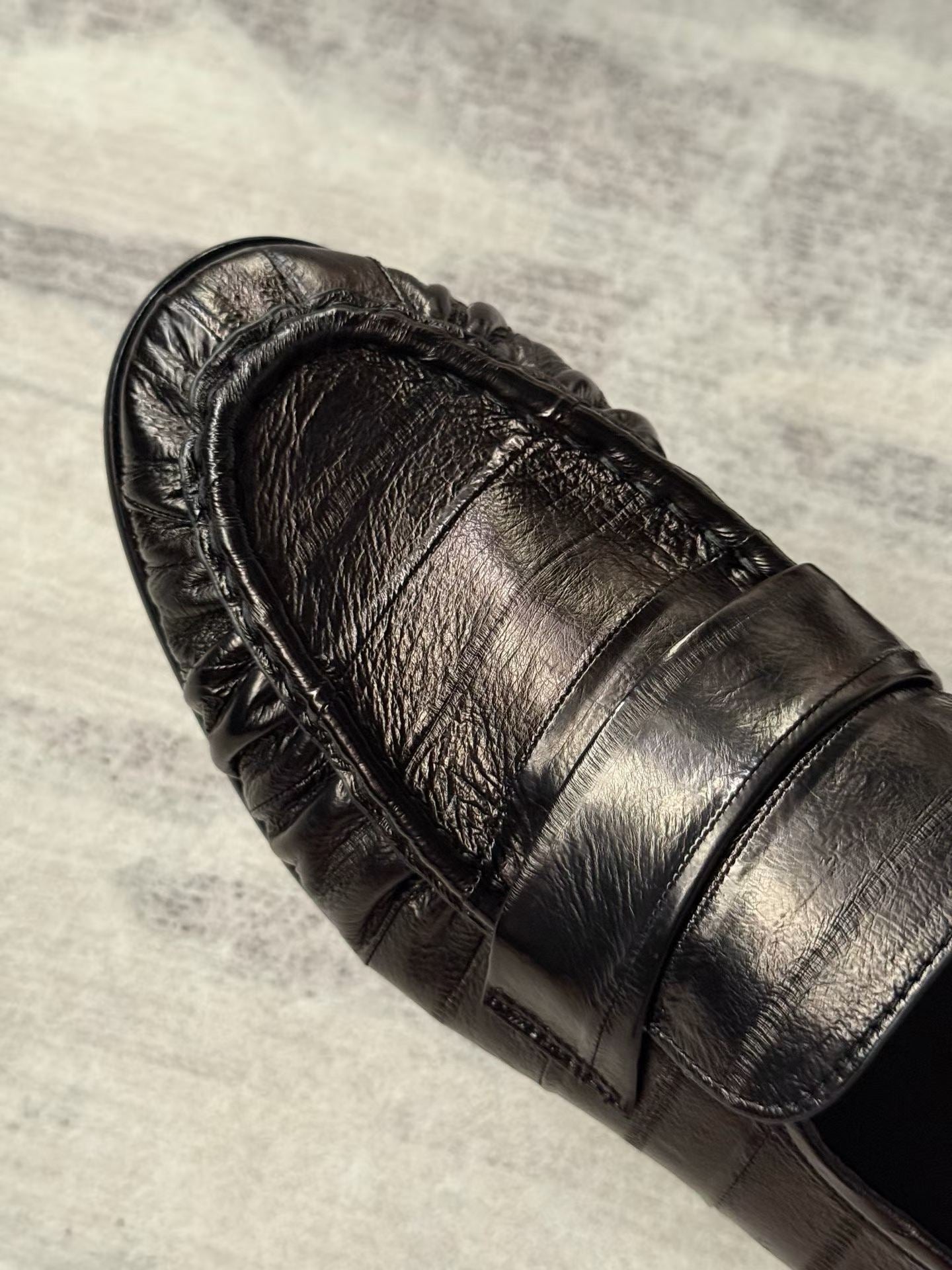 Ruched Eel Leather Loafers