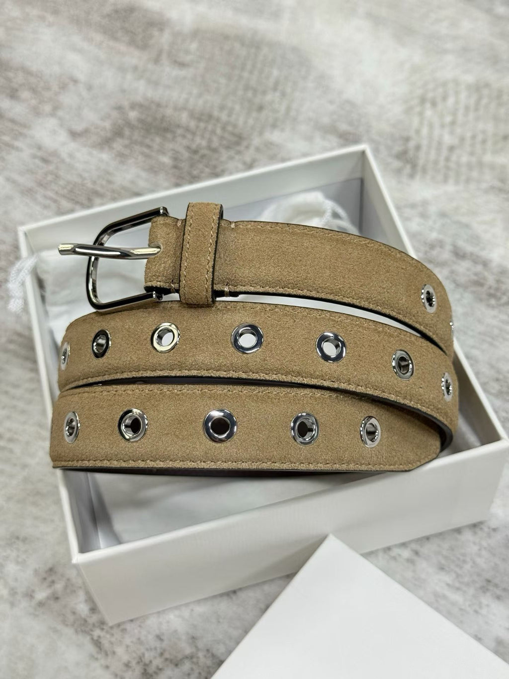 Suede Eyelet Belt
