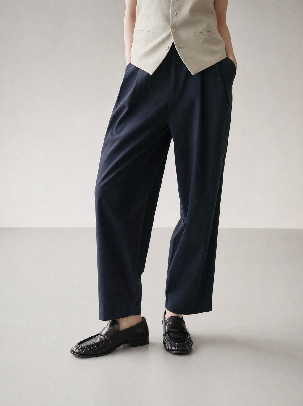 Ruched Eel Leather Loafers