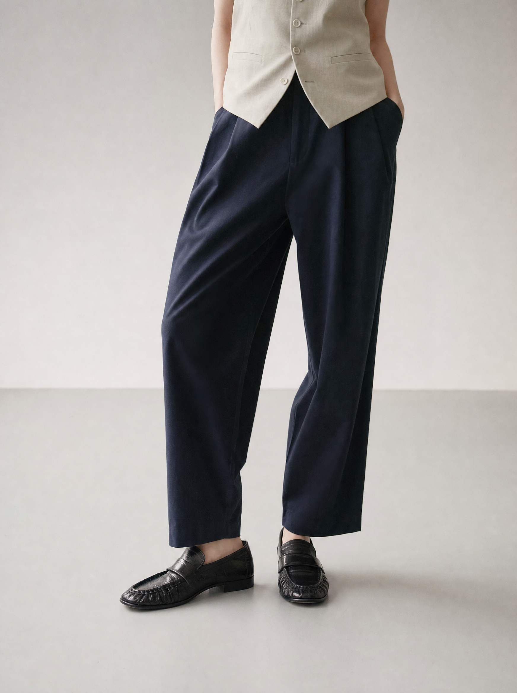 Ruched Eel Leather Loafers